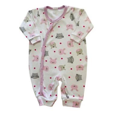Imagem de Macacão Bebê Em Suedine Estampado Bichinhos Botão Feminino - Petutinha