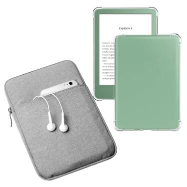 Imagem de enoxboo Capa para Kindle Paperwhite 10ª Geração 2018 Lançada - Modelo: PQ94WIF, 1 Capa Traseira Ultra Macia e Flexível de TPU Transparente e 1 Bolsa de Manga, 6 Polegadas