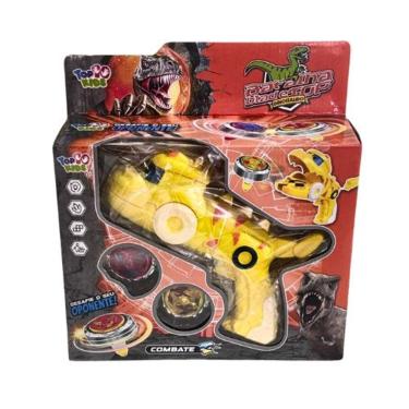 Imagem de Conjunto de Brinquedos Beyblade Infantil 2 Peças com Lançador Dinossauro para Coordenação Motora Utibom