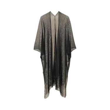 Imagem de Kimono Cardigã Feminino Solto Com Franjas Para Praia E Biquíni - Blusa