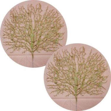 Imagem de Flores Algas Coral Natalino Gliter Dourado 40x50cm Kit 4pçs - Gici Dec