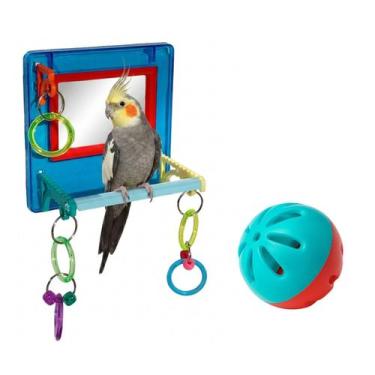 Imagem de Brinquedo Multiplay Diversão c/ Poleiro Espelho + 1 Bolinha Guizo- Pas