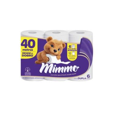 Imagem de Papel Higienico Folha Dupla Mimmo 40m Pacote 6 Rolos Macio Alta Absorv