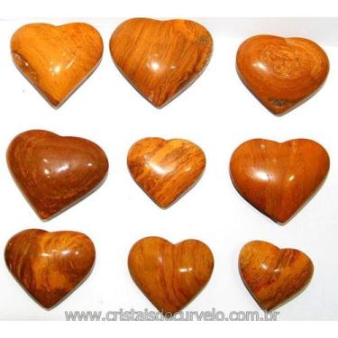 Imagem de 20 Corações de Pedra Jaspe Amarelo Natural - Tamanhos de 4.7 a 6.5cm -