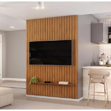 Imagem de Painel Ripado para TV até 60 Polegadas MDF 143CMX240CM Trento Marrom -