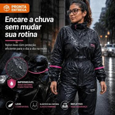 Imagem de Capa De Chuva Moto Impermeável Nylon Conjunto Piracapas Feminino, P
