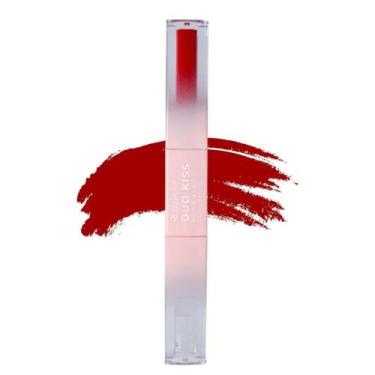 Imagem de Batom Líquido Ruby Rose Duo Kiss Matte 2 em 1 Alta Cobertura Com Gloss