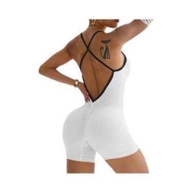 Imagem de Macacão De Yoga Sem Costura Para Mulheres Com Alças Finas E Sutiã Almo