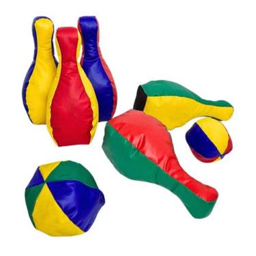 Imagem de Jogo de Boliche Grande Espumado Brinquedos Educativos Espuma Inclusao 