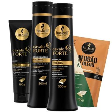 Imagem de Kit Cavalo Forte Shampoo Cond 500ml Leave-in 150gr Haskell