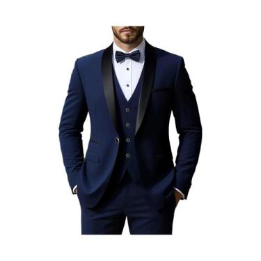 Imagem de Conjunto De Terno Masculino Fashionável De 3 Peças, Jaqueta, Colete E 