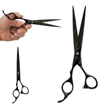 Imagem de Tesoura Para Canhoto Fio navalha Profissional Umi 7.0 Cabelo