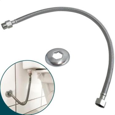 Imagem de Engate Mangueira Flexível Trançado 60cm Aço Inox Macho Femea 1/2 Ligaç
