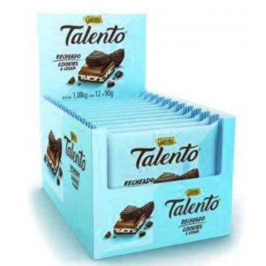 Imagem de Chocolate Talento Recheado Cookies Cream 90g c/12 - Garoto