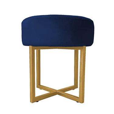 Imagem de Puff Decorativo Madrid Luxo Dourado Assento Suede Azul Marinho - Folk Móveis