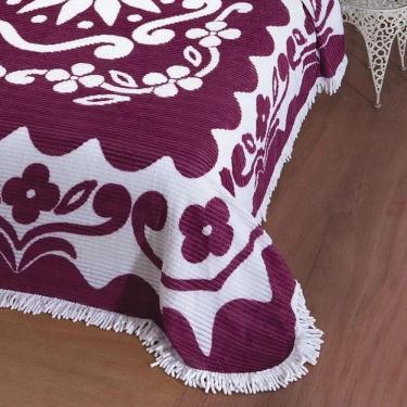 Imagem de Colcha Casal Chenille Canelada Jolitex Flórida Vinho/Bege