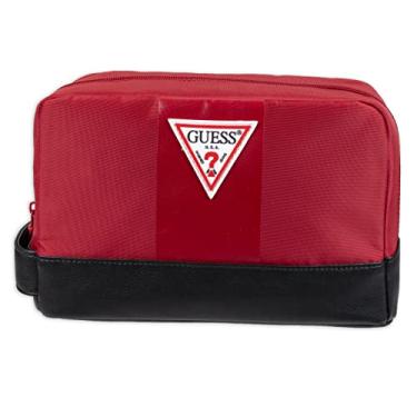 Imagem de GUESS Kit de viagem masculino de higiene pessoal, Zíper vermelho, tamanho nico
