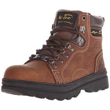 Imagem de Ad Tec Botas de trabalho femininas de couro com cadarço de 15 cm – gola acolchoada macia, sola resistente a óleo e antiderrapante, Marrom, 8