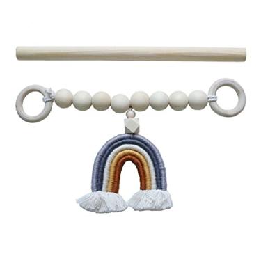 Imagem de Cortina de contas de madeira de borla arco-íris tieback boêmio feito à mão corda de corda gravata titular de cortina frisada casa de fazenda boho, b, china