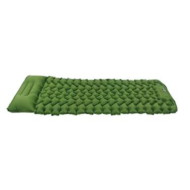 Imagem de Almofada de dormir de acampamento duplo, tapetes de acampamento inflados, almofada de dormir infl¨¢vel de design ergon?mico com saco de armazenamento para acampamento ao ar livre (Green), Almofada