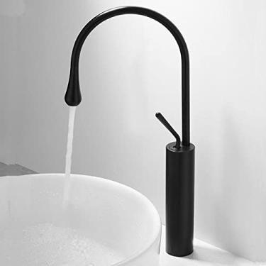 Imagem de Torneira de bacia de alavanca única 360 rotação bico misturador de bronze torneira para cozinha ou banheiro bacia de água misturador escova de ouro, preto, alto, china