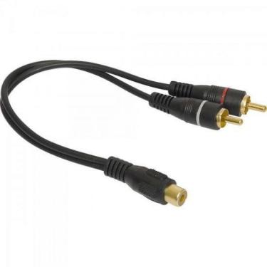 Imagem de Cabo Y 1 Rca Femea X 2 Rca Macho 20cm 5mm Cbay0006 Preto