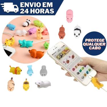 Imagem de Protetor Cabo Usb Bite Carregador Bichinhos Animais Fofinhos