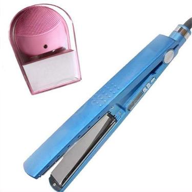 Imagem de Kit 1 Prancha Nanotitanium + 1 Esponja Facial Rosa Bebê Nº25