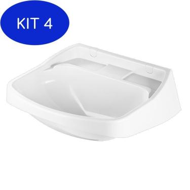 Imagem de Kit 4 Lavatório De Plástico Para Banheiro Com Válvula 2500