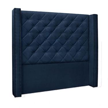 Imagem de Cabeceira King Size 2,19m Loewe Suede Azul Marinho