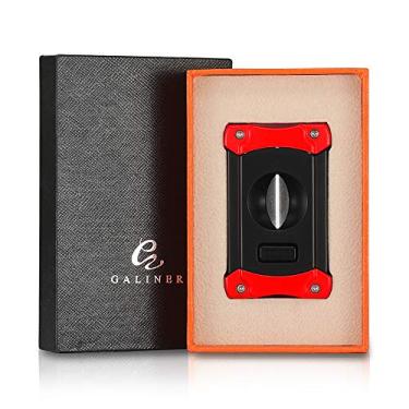 Imagem de Yajun Cortador de charuto de aço inoxidável Guilhotina afiada com perfuradores Ferramenta de charuto multifuncional portátil com caixa de presente, vermelho