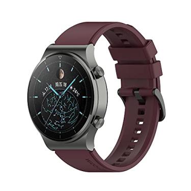 Imagem de GANYUU Smart Watch Pulseiras de silicone oficiais para Huawei Watch GT2 GT 2 Pro 46mm Gt 2e 3 3 Pro Pulseiras (Cor: Vinho tinto, Tamanho: MagicWatch2 46mm)