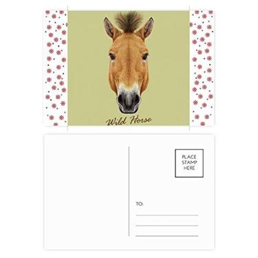Imagem de Cartão postal marrom forte cavalo selvagem animal flor de Natal celebração cartão postal bênção