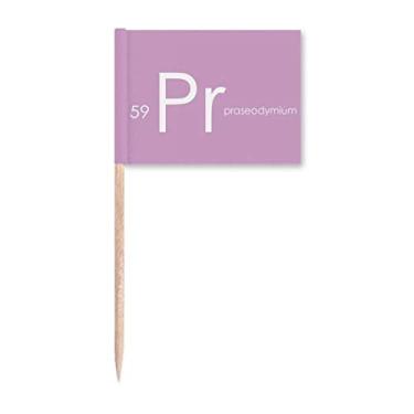 Imagem de Elementos Químicos Mesa Period Lanthanide Praseodímio Pr Palito de Dente Bandeiras Marcador Topper Decoração de Festa