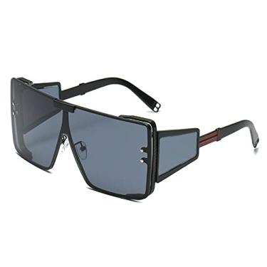 Imagem de Óculos de sol de espelho de prata quadrado grande de uma peça para mulheres moda perna larga liga hip hop óculos de sol masculinos, 2, tamanho único