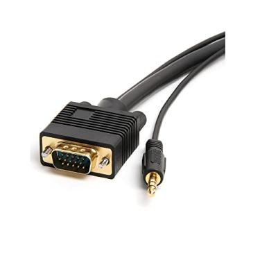 Imagem de Cabo de monitor VGA SVGA com áudio de 1,8 metros HD15 (macho para macho) com cabo de monitor de áudio estéreo de 3,5 mm (1,8 m)