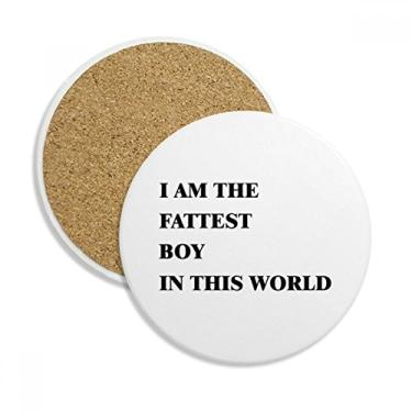 Imagem de Caneca de porta-copos I Am The Fattest Boy com proteção de mesa, pedra absorvente