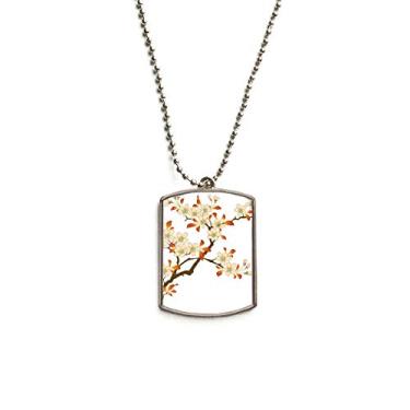 Imagem de DIYthinker Colar para animais de estimação com pingente de corrente de aço inoxidável com padrão de papel de parede para plantas de folhas