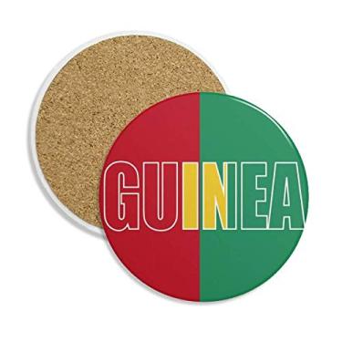 Imagem de Porta-copos de cerâmica com nome da bandeira da Guiné, pedra absorvente para bebidas, presente de 2 peças