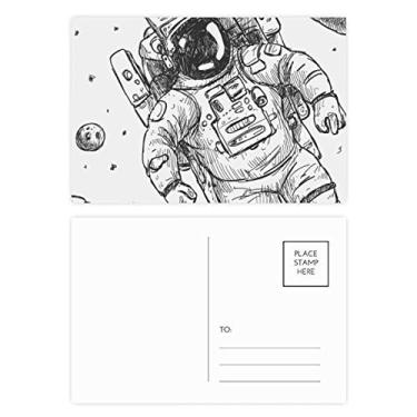 Imagem de Cartão postal de aniversário de astronauta monstro alienígena universo, cartão de agradecimento