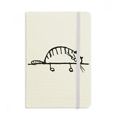 Imagem de Caderno sorriso, listrado, gato deitado, linha, oficial, capa dura de tecido, diário clássico