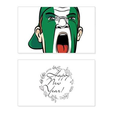 Imagem de Bandeira da Nigéria Máscara Facial Maquiagem Cabeça Gritando Chapéu Ano Novo Cartão de felicitações Mensagem de Abençoamento Presente