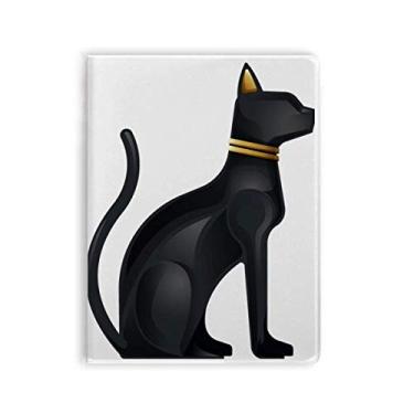 Imagem de Caderno com estampa abstrata de gato preto do Egito Antigo Capa Diário de capa macia