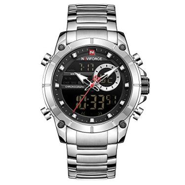 Imagem de Relógio Masculino Naviforce NF9163 SB Pulseira em Aço Inoxidável - Inox e Preto