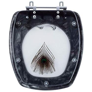 Imagem de Assento Sanitario Poliester Decorado Pena de Pavao Thema Preta para vaso Incepa