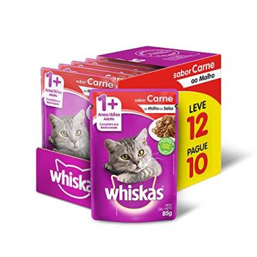 Imagem de whiskas Ração Úmida Whiskas Sachê Carne Ao Molho Para Gatos Adultos - Leve 12 Pague 10