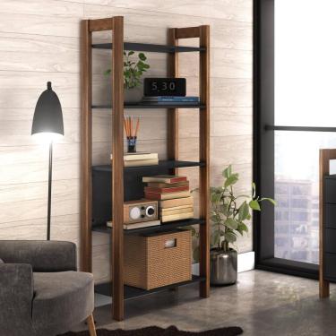 Imagem de Armário Multiuso AZ1005 com 5 Prateleiras - Preto/Nogal