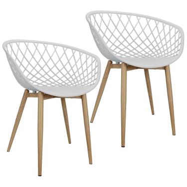 Imagem de Kit 2 Cadeiras Poltrona Clarice Sidera Nest Web C/ Apoio De Braço - Branca