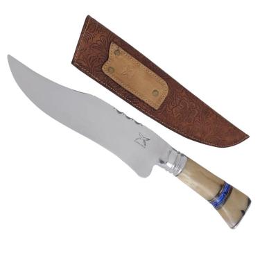 Imagem de Faca Bowie Forjada 9` Integral Aço Inox 420C Cabo Osso Artesanal Churrasco