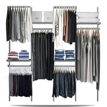 Imagem de Closet arara aramado trilho parede super resistente moderno 2,50 BR